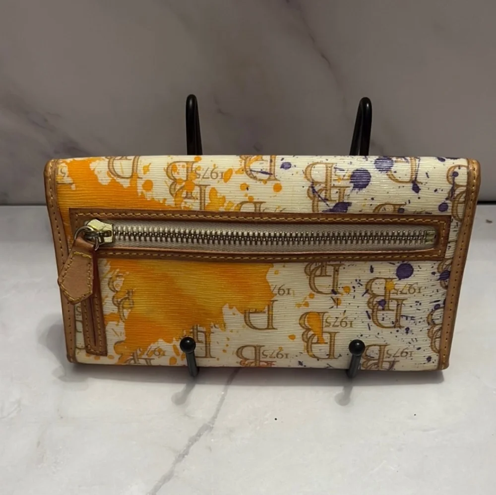 Dooney & Bourke Vintage Splatter Paint Monogram Wallet - Picture 2 of 9